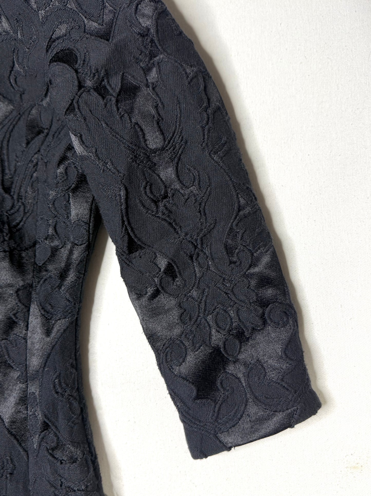 Mango Suit Black Long-Sleeve Jacquard Sheath Dress Textured Brocade Size 4