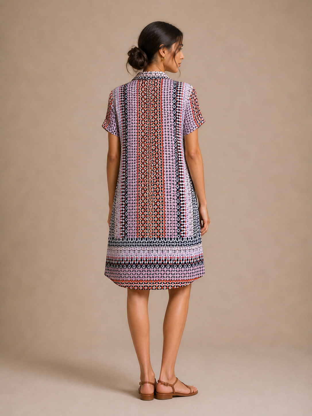 J. Crew Multicolor Geometric Print Short Sleeve Dress Size 2