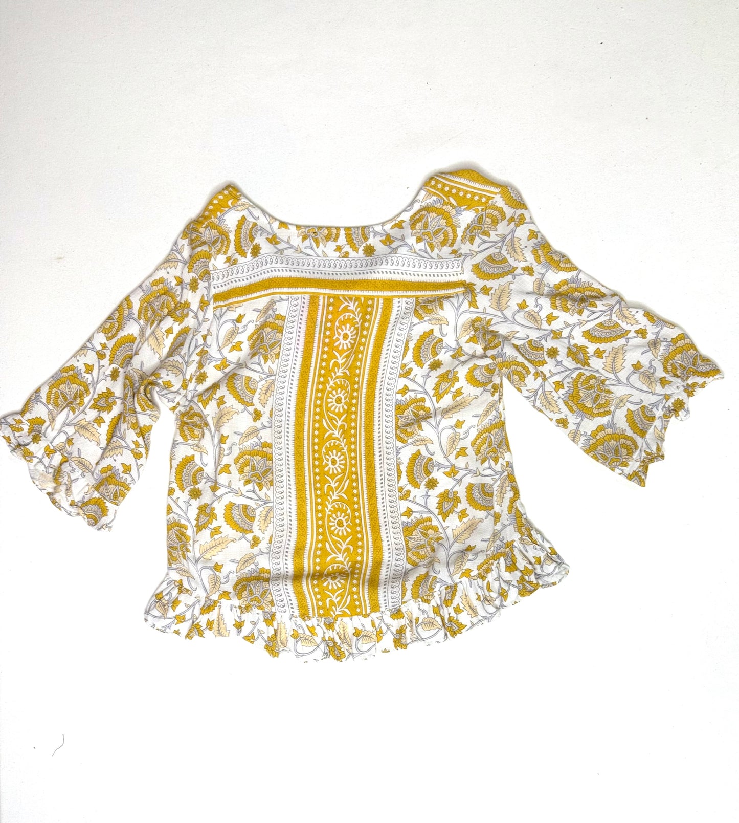 Rachel Zoe Bohemian Paisley Floral Print Peasant Blouse Size XS