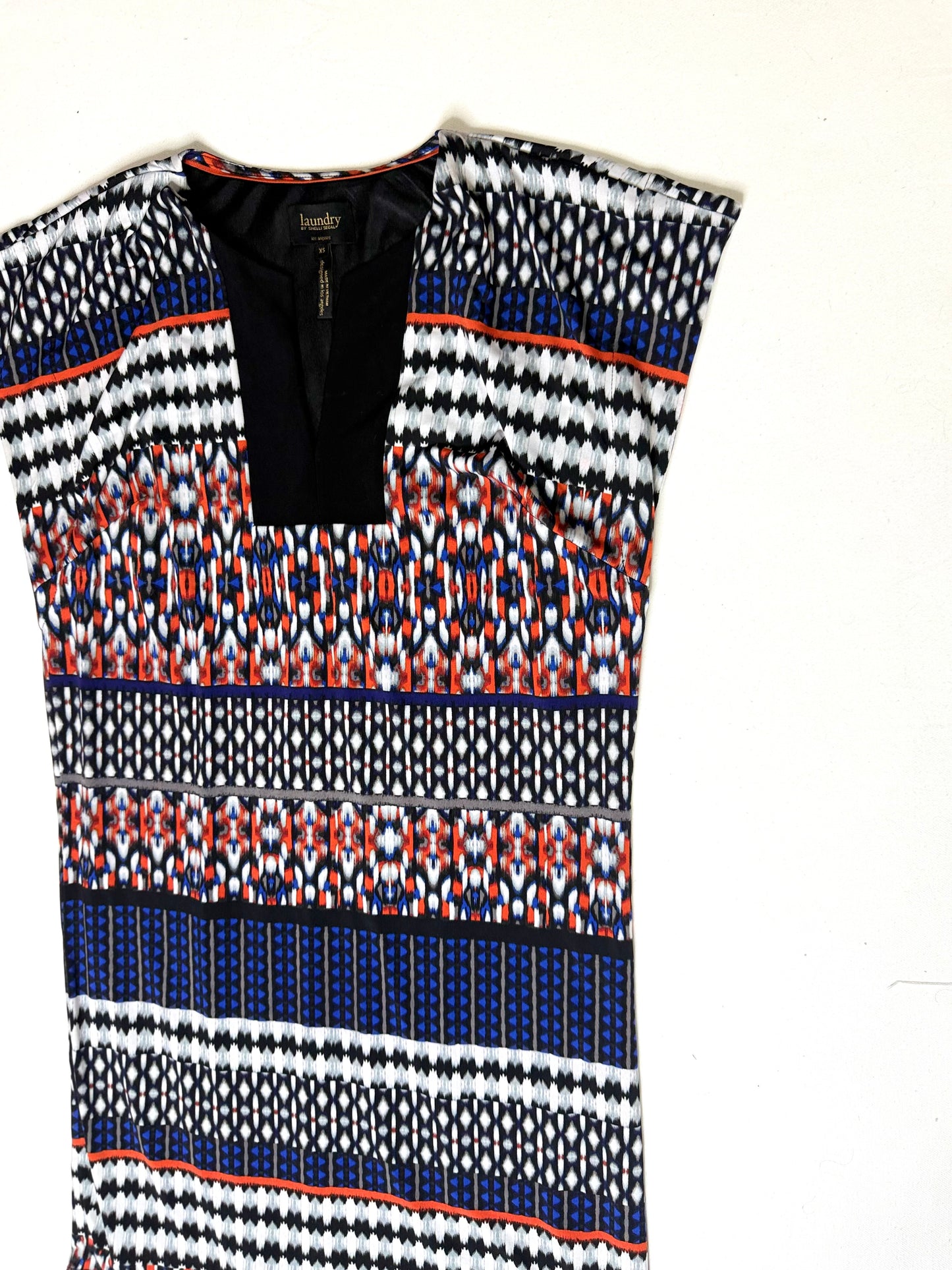 Laundry by Shelli Segal Multi-Color Print Cap Sleeve V-Neck Shift Dress Size XS