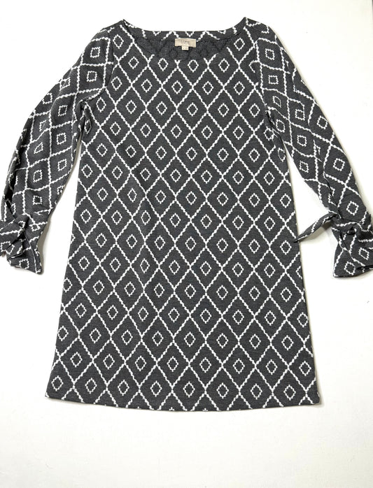 LOFT Outlet Gray White Geometric Print Shift Dress Medium M