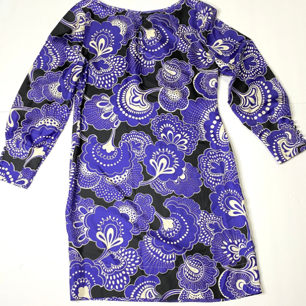 Banana Republic Silk Tunic Dress – Mod Floral Print, Balloon Sleeves, Knee Length Size 12