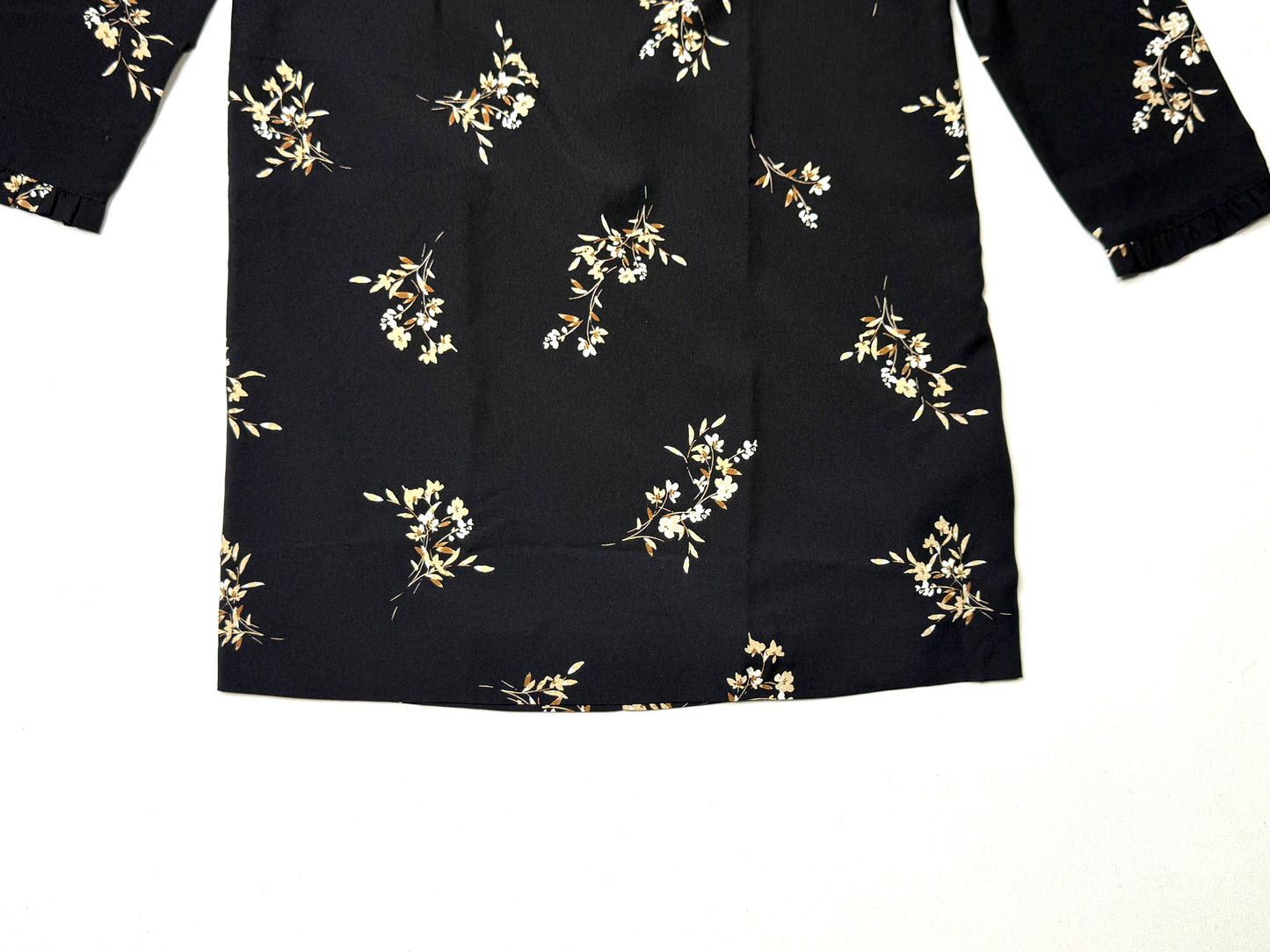 J. Crew Factory Black Long-Sleeve Floral Ruffle Mock Neck Shift Dress Size 2