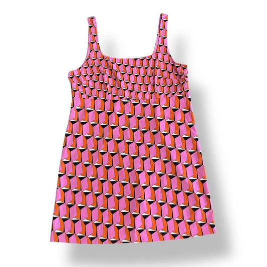 Diane von Furstenberg Geometric Mod Print Mini Dress –  |Sleeveless, Retro Style, 100% Recycled Polyester