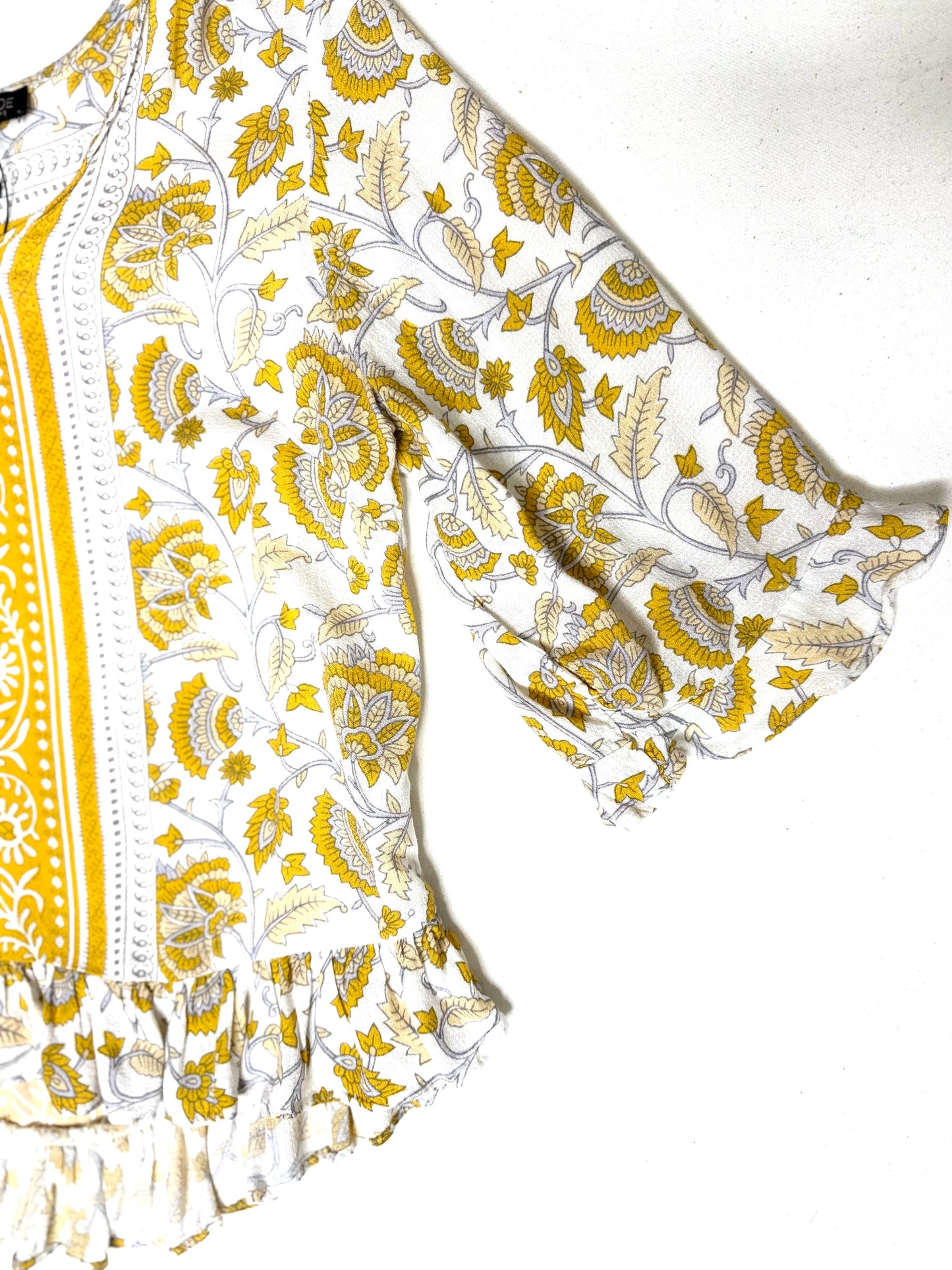 Rachel Zoe Bohemian Paisley Floral Print Peasant Blouse Size XS