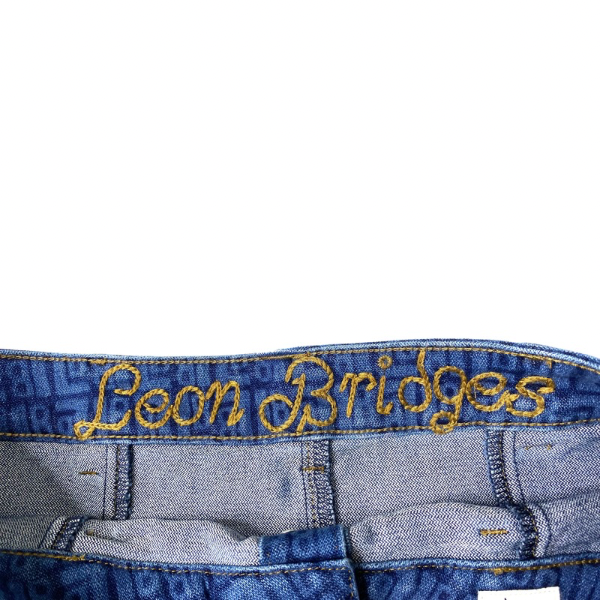 Leon Bridges for Wranglers A-Line Denim Skirt – Size Medium – LB Logo Print – Gold Button Front