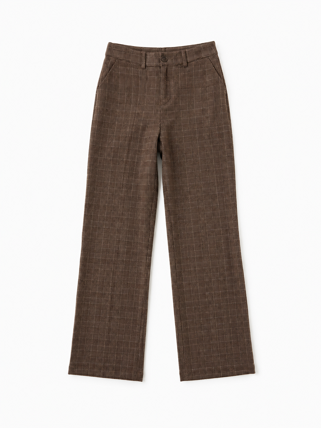 PAIGE Brown Plaid Wide Leg Pants Size 2 Mid Rise Trouser Career Chic Pants