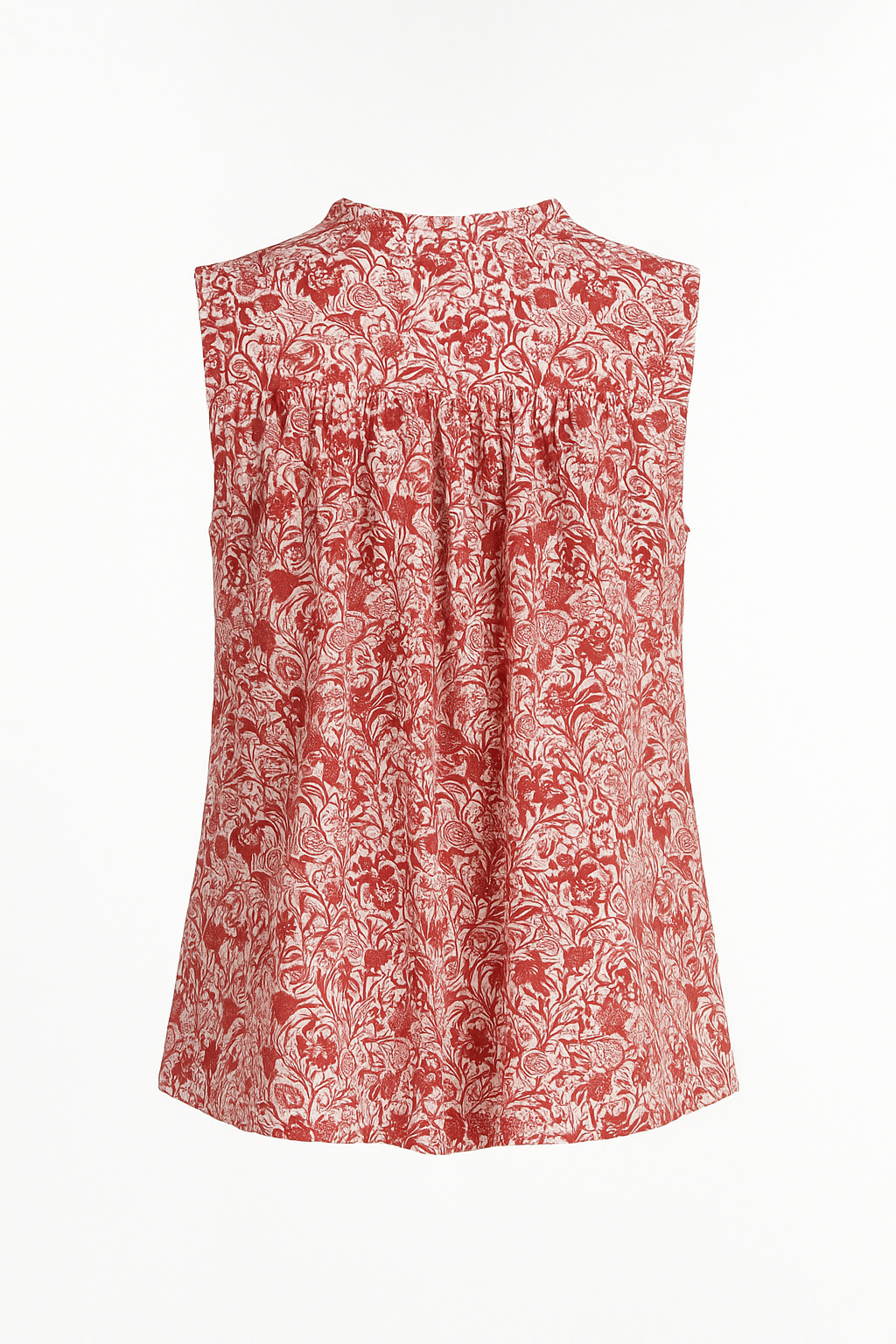 Derek Lam Collective Red & White Floral Ruffle Front Blouse | Size 42 | Sleeveless Top