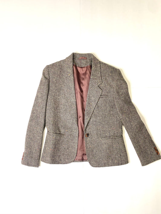 Vintage Silver Unicorn Wool Blazer – Size 5 – Made in Greece – 65% Virgin Wool