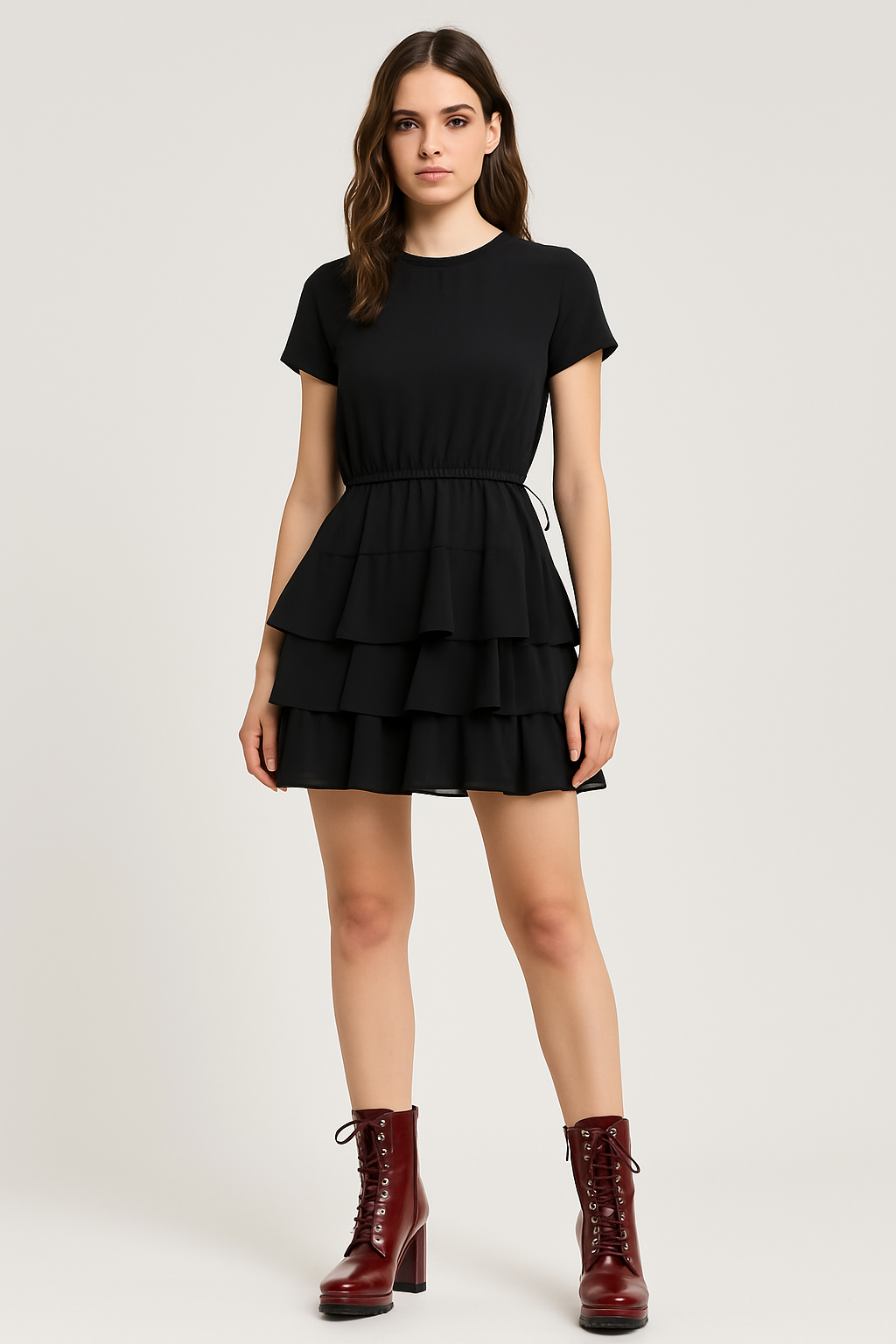 Converse Black Ruffled Short Sleeve Mini Dress Skater Soft Grunge Size Small