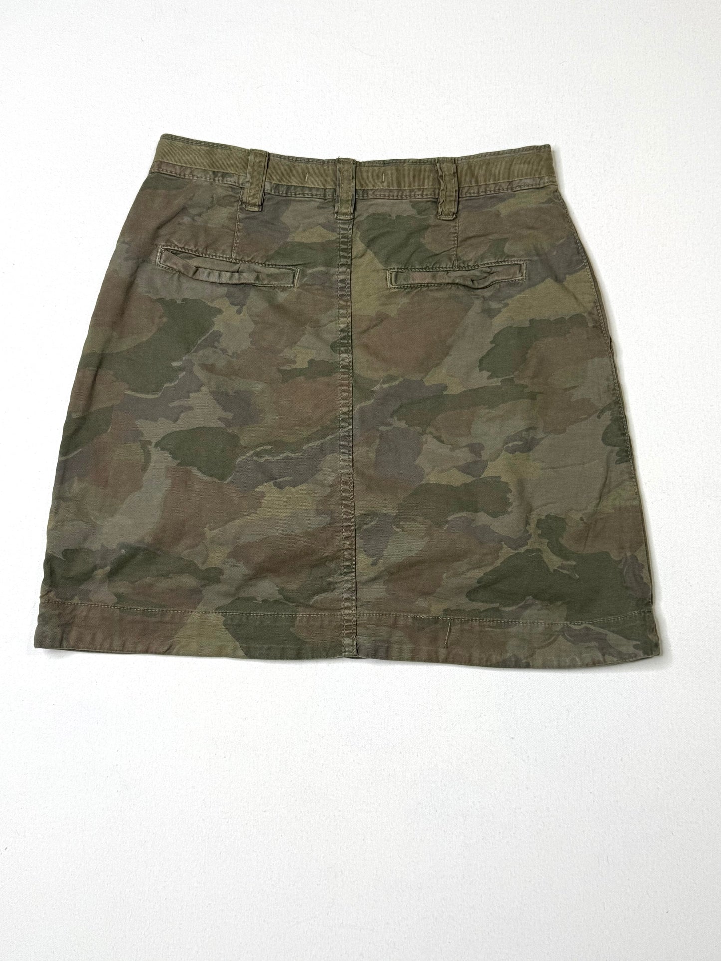 Anthropologie Camo Mini Skirt Size 8 (UK 12R) Button Front Utility Military Print Cotton Blend