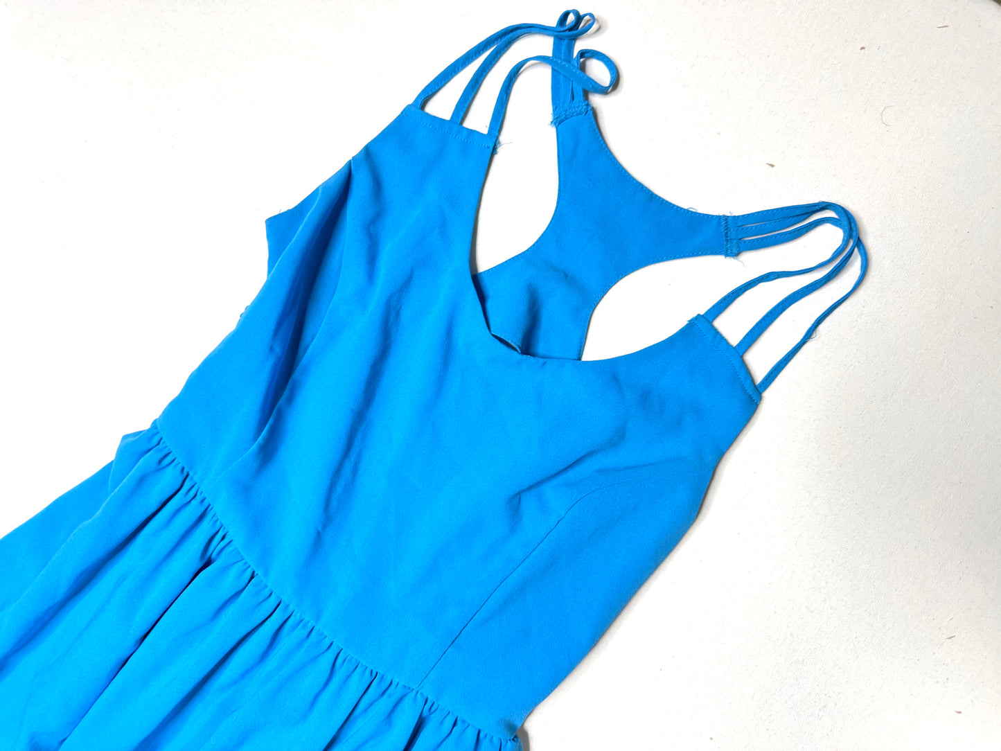 Blue Strappy RacerBack Fit & Flare  Sleeveless Skater Dress Size Large