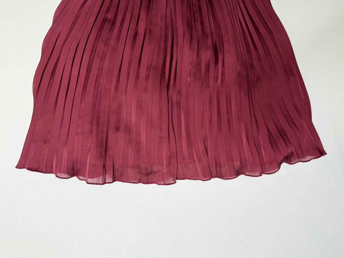 American Eagle Burgundy Satin Mini Dress Size 4 Bustier Bodice Pleated Skirt