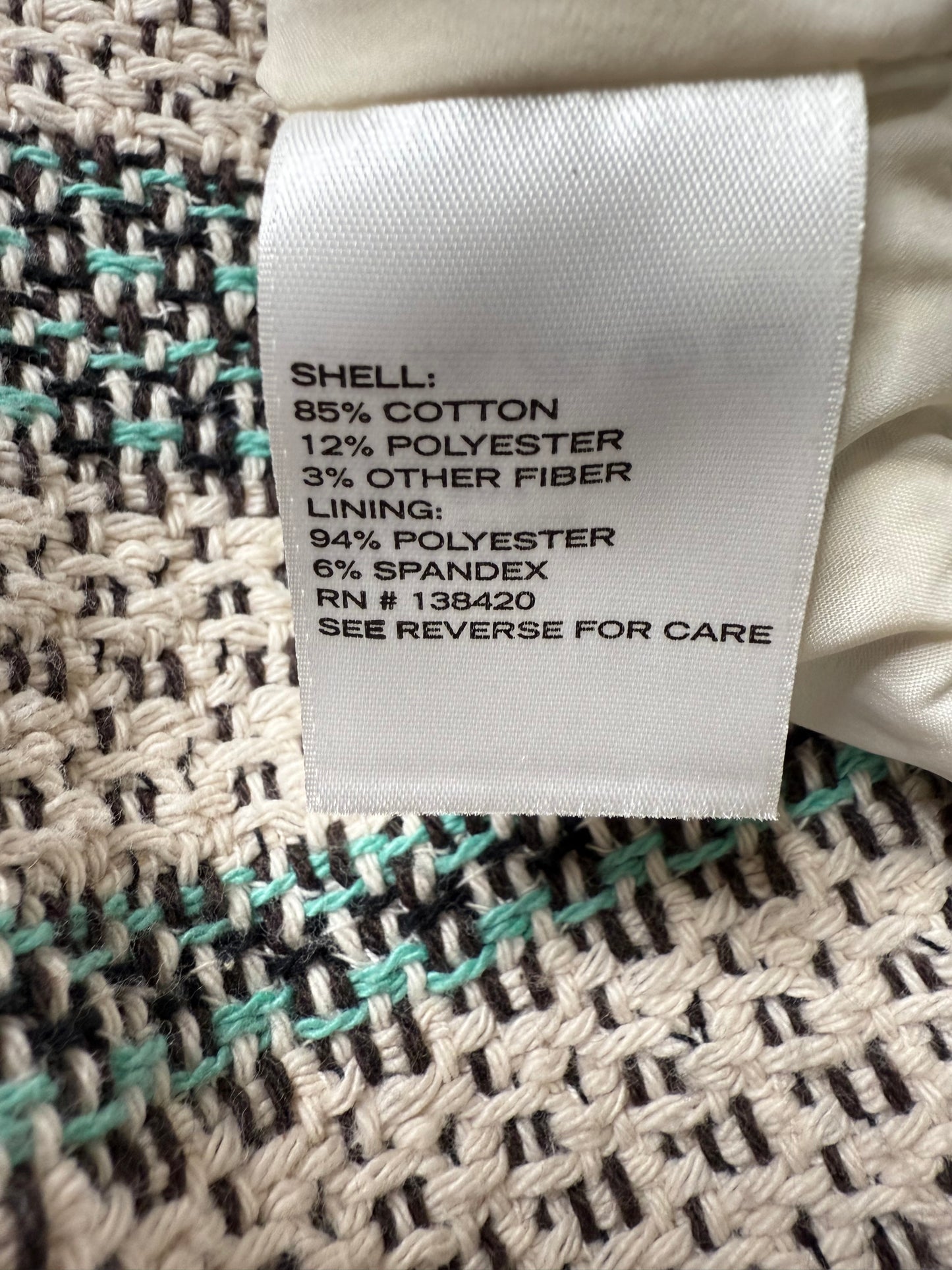 Etcetera Striped Tweed Mini Skirt w/ Fringe & Pockets Size 6