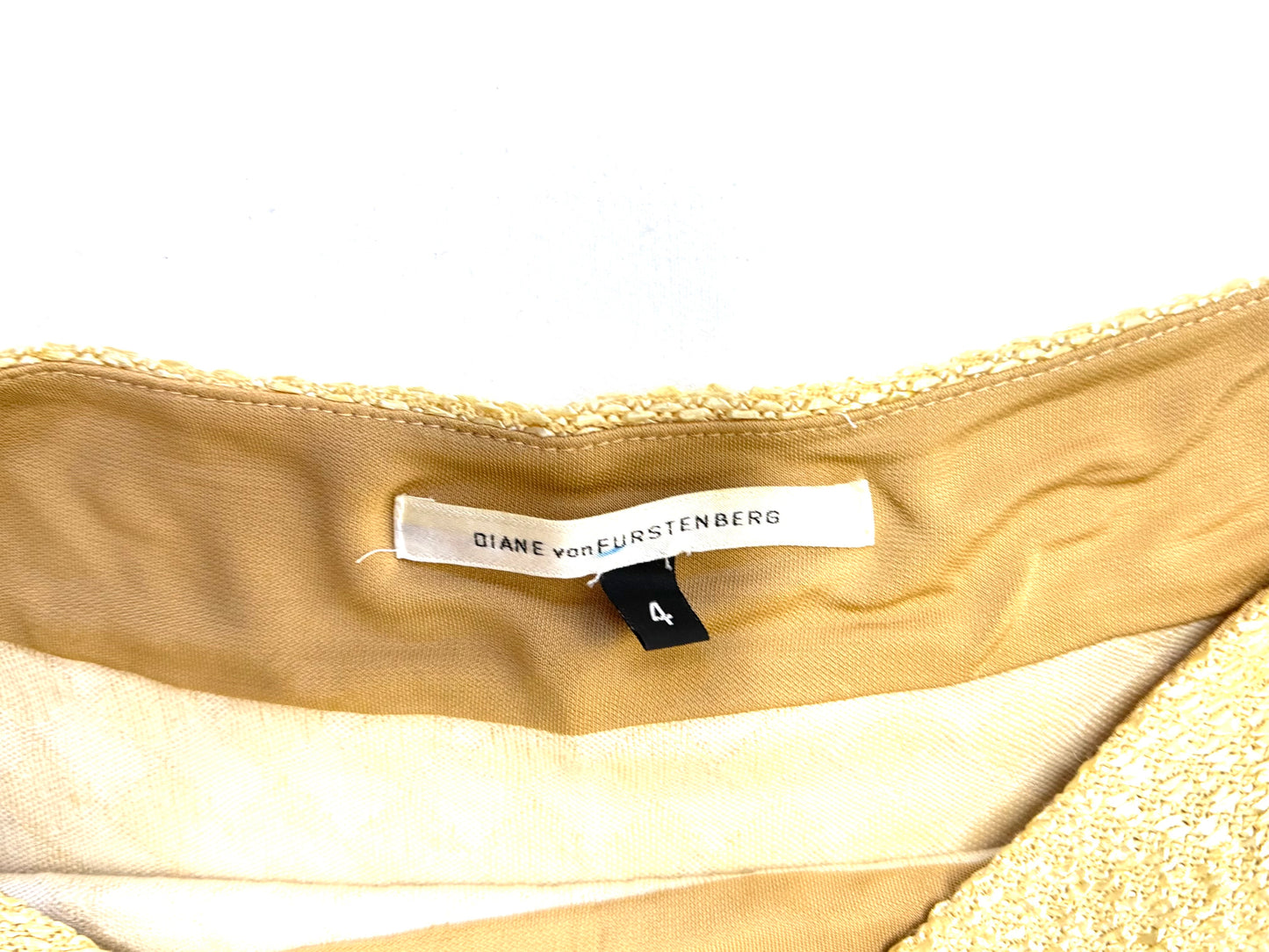 Vintage Diane Von Furstenberg Gold Sleeveless Mini Sheath Dress Size 4