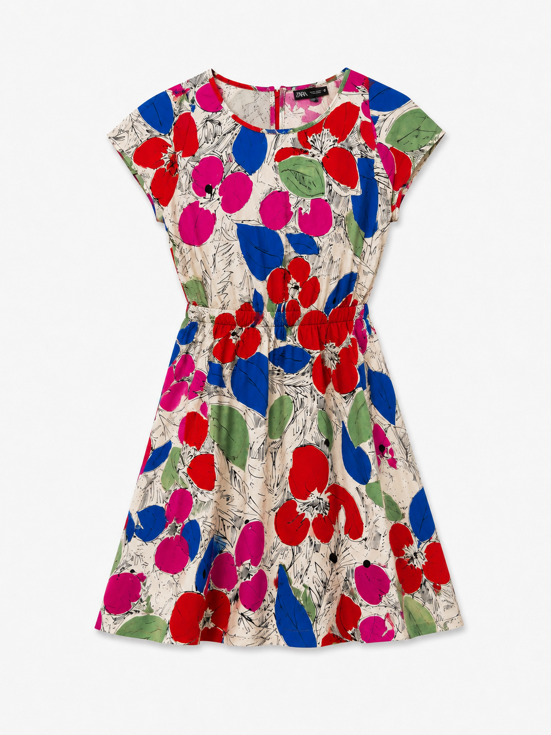 Sara Campbell Floral Print Dress Size Small Colorful Abstract Garden Party Dress Made in USA