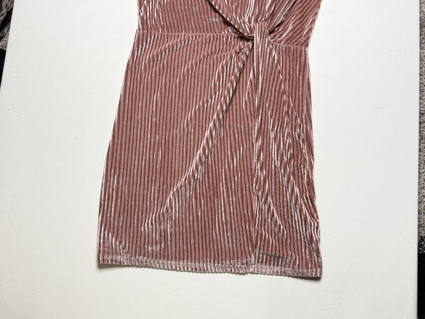 She+Skye Blush Pink Ribbed Corduroy Tie-Front Dress – Size L, NWT