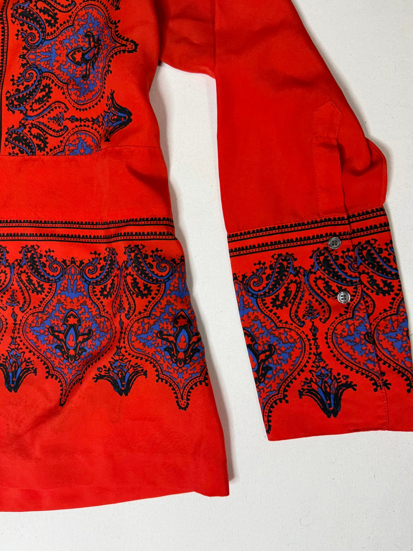 J.Crew Paisley Red & Blue Print Tunic Popover Blouse Size Medium