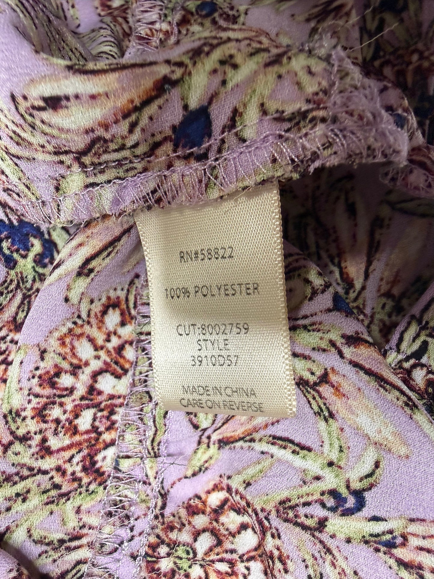 Max Studio London Floral Wrap Dress L Lavender Boho Long Sleeve Ruffle Hem