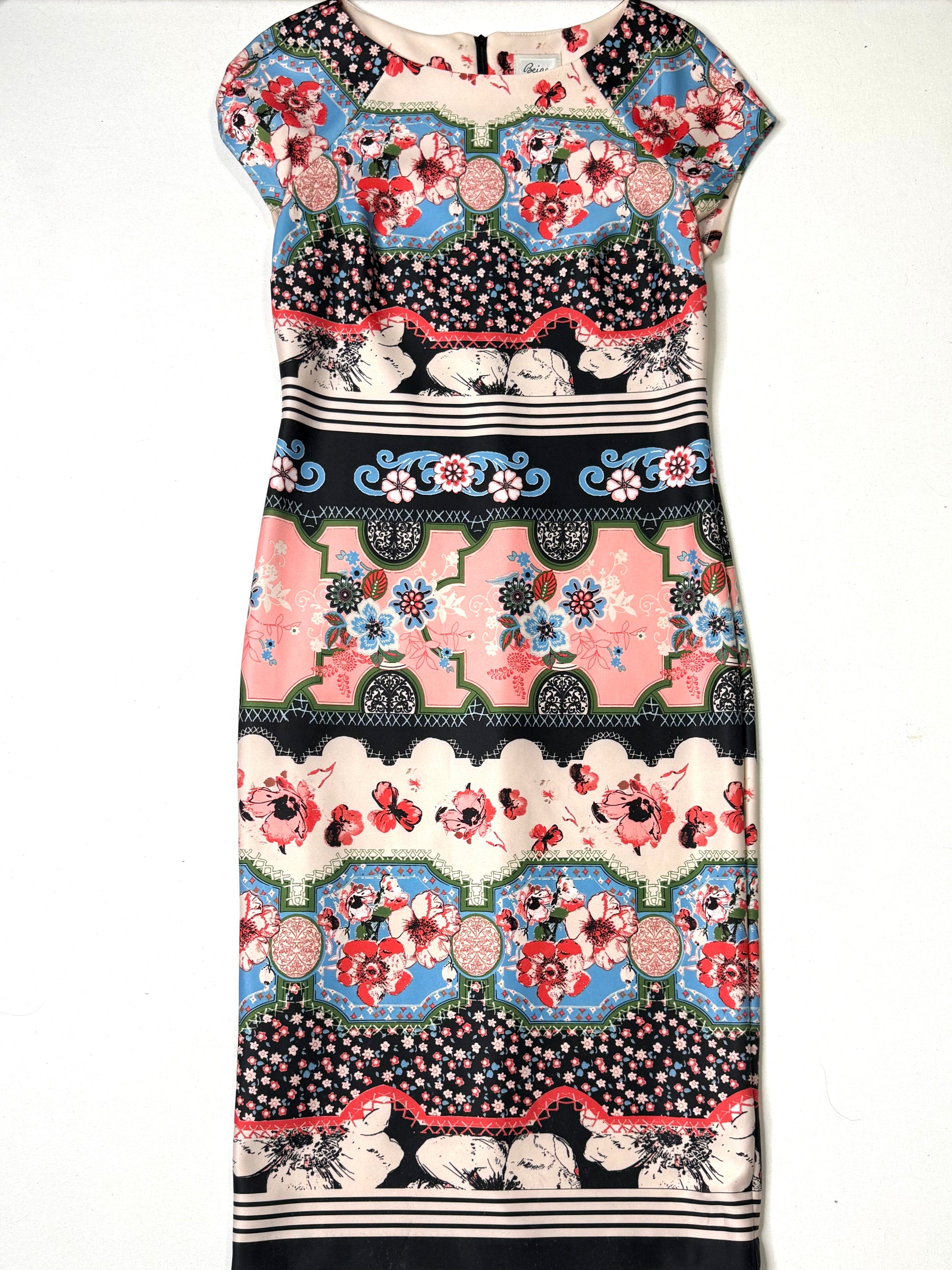 Beige by ECI Floral Print Sheath Dress Size 6 Multicolor Scarf Print M – Primadonna Culture