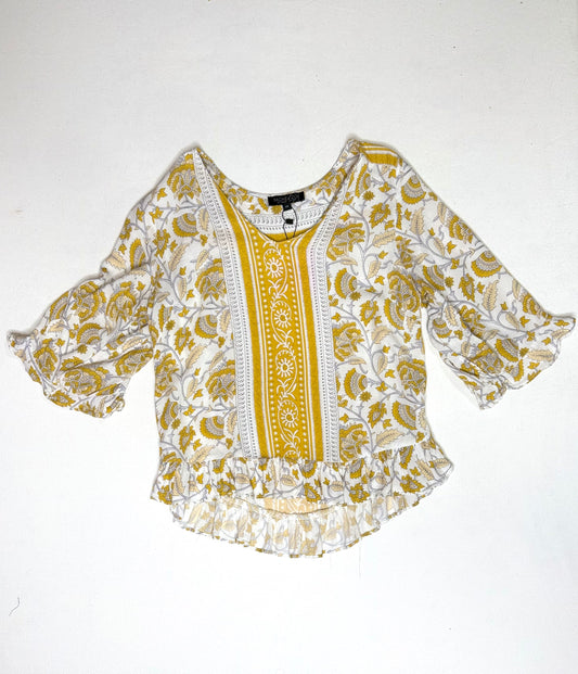 Rachel Zoe Bohemian Paisley Floral Print Peasant Blouse Size XS
