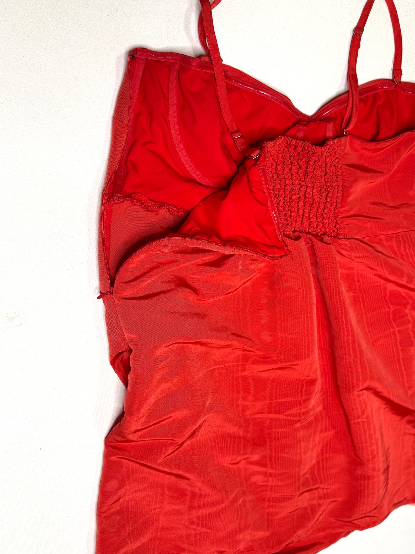 Future Collective Red Spaghetti Strap Pink Bow-Accent Mini Dress Size XXL