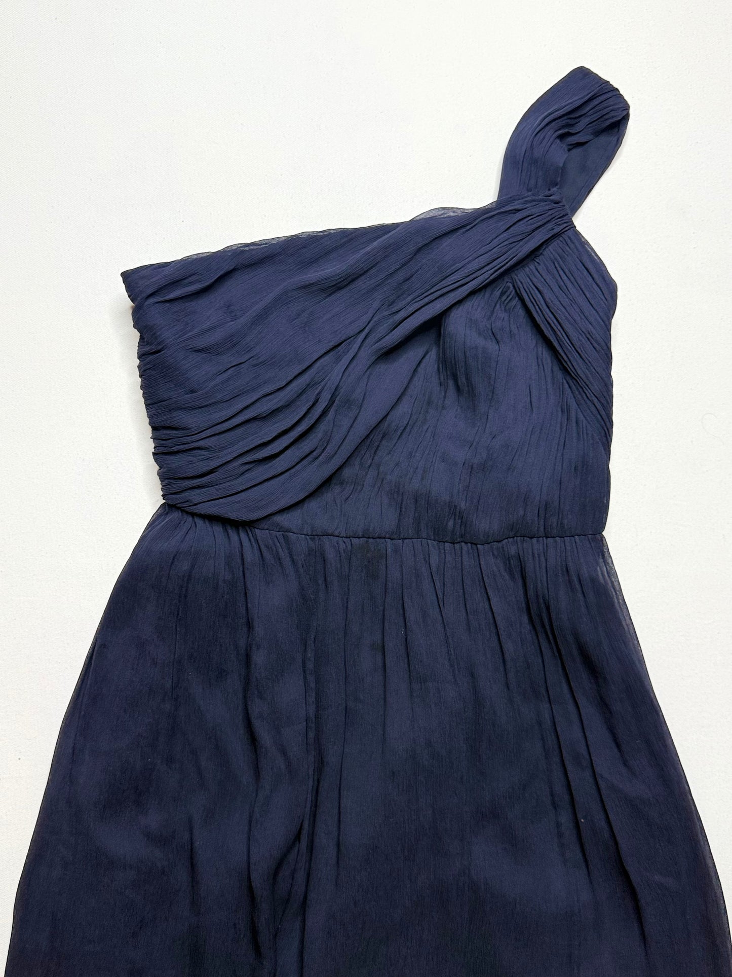 J. Crew Navy 100% Silk One Shoulder Dress Size 6