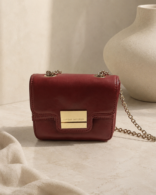 Z Spoke Zac Posen Red Leather Chain Crossbody Bag | Gold Hardware Mini Shoulder Purse