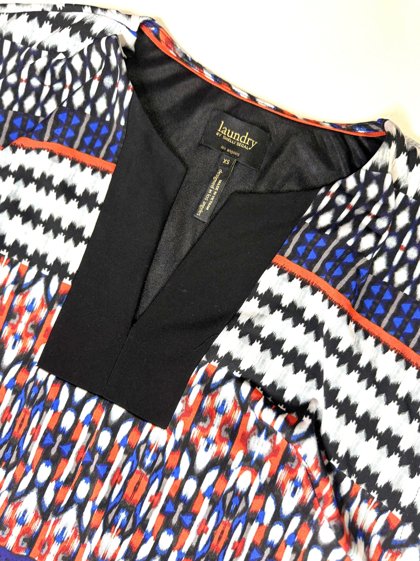 Laundry by Shelli Segal Multi-Color Print Cap Sleeve V-Neck Shift Dress Size XS