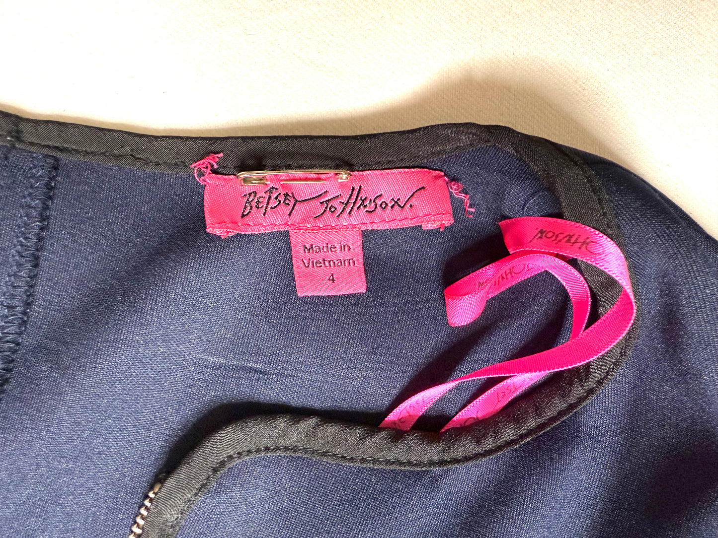 Betsey Johnson Navy Blue Scuba Fit & Flare Zip Front Midi Dress Size 4