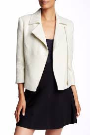 Ted Baker London Pale Green Metallic Gold Tweed Moto Jacket Size