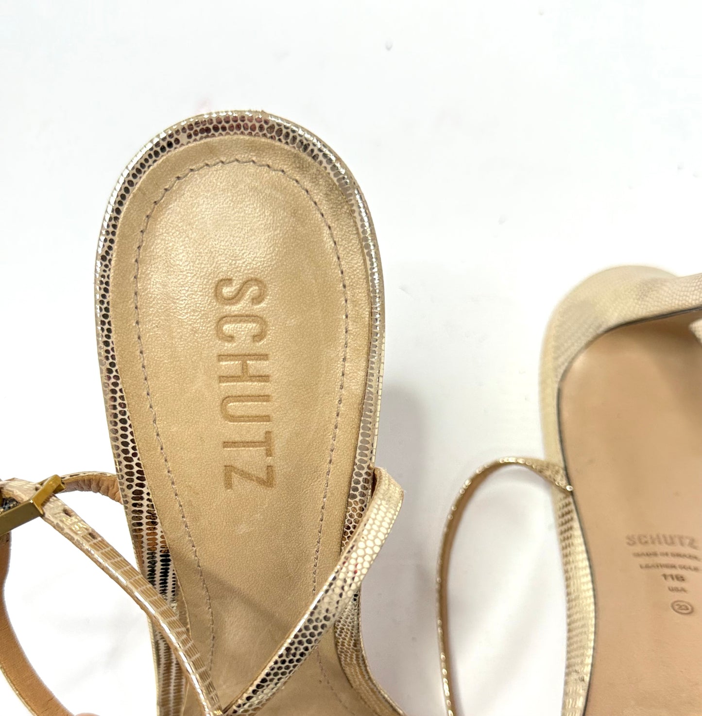 Schultz Metallic Gold Strappy Leather Open Toe Sandals Size 11 –