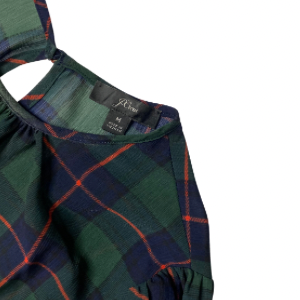 J.Crew Sheer Tartan Plaid Smock Dress – Size Medium, Long Sleeve, Cinched Waist