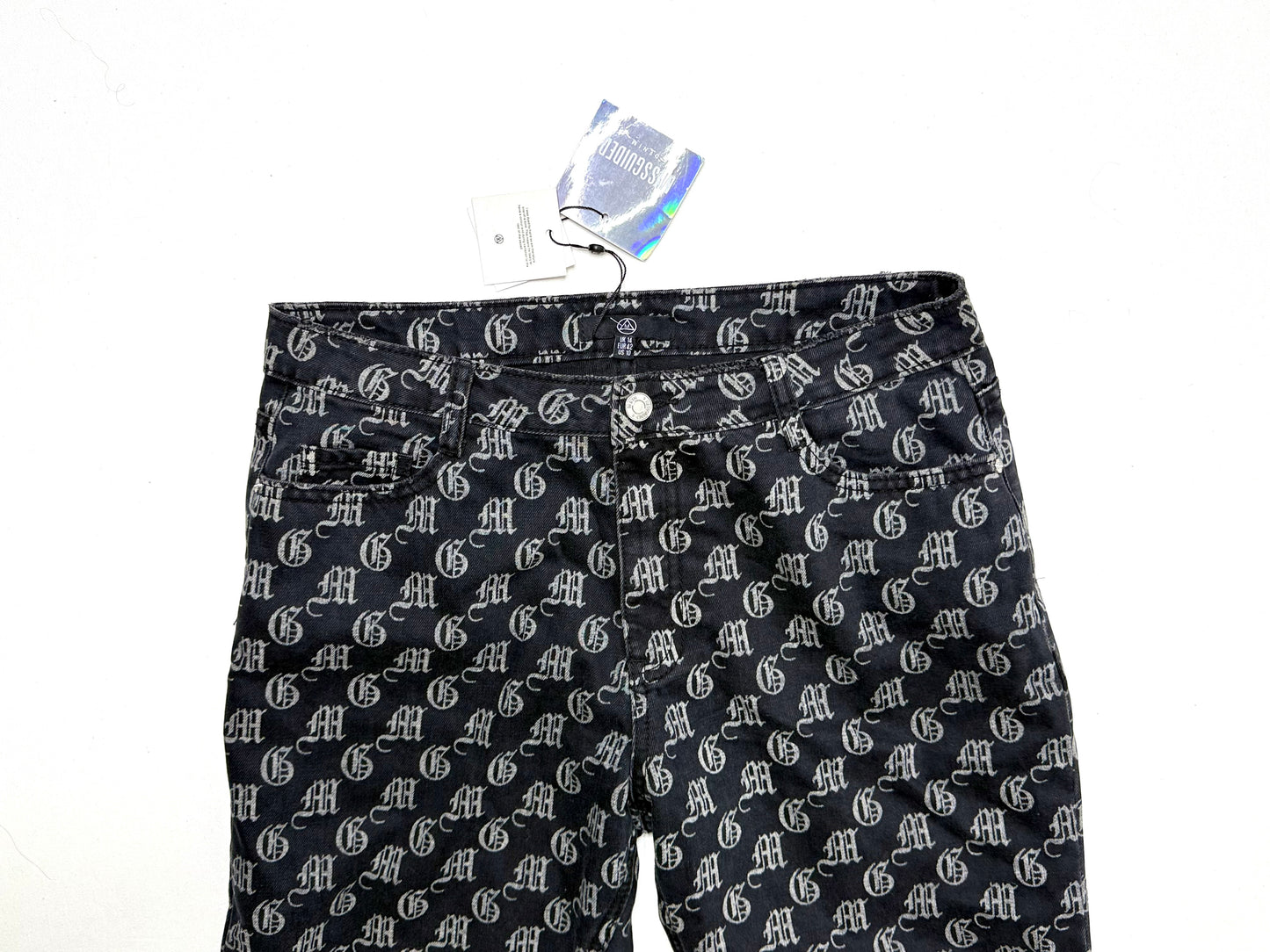 Missguided Wrath Premium Logo Print High Rise Straight Leg Jeans Size 10 NWT Y2K