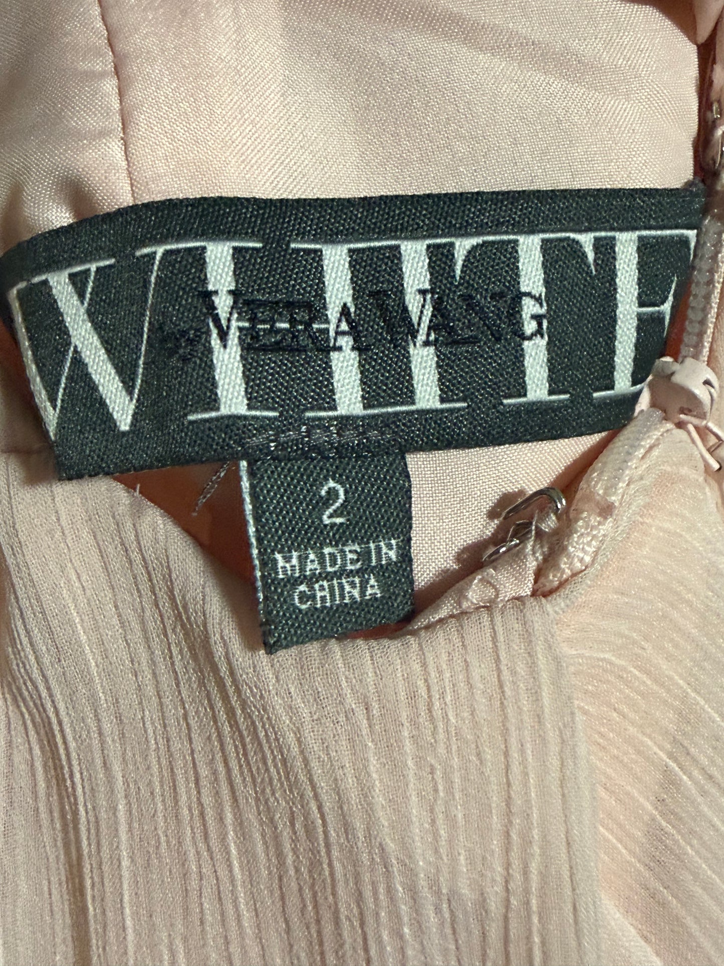 Vera Wang Blush Pink Pleated Chiffon Maxi Dress Size 2