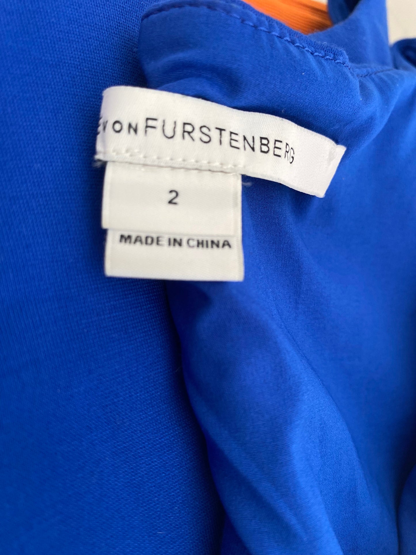 DVF Cobalt Blue Sheath Dress Size Small | V-Neck Ruched Waist | Side Zipper Closure
