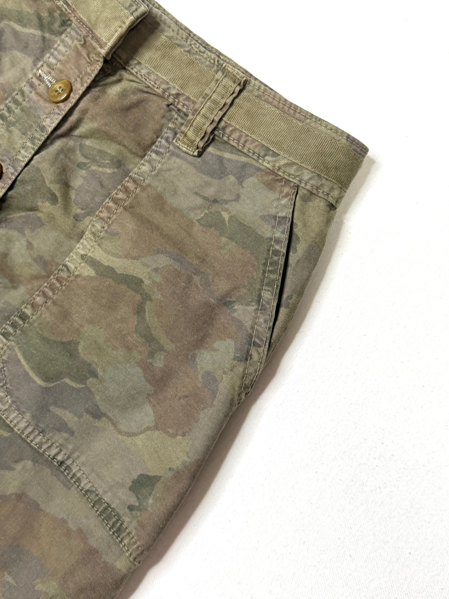 Anthropologie Camo Mini Skirt Size 8 (UK 12R) Button Front Utility Military Print Cotton Blend