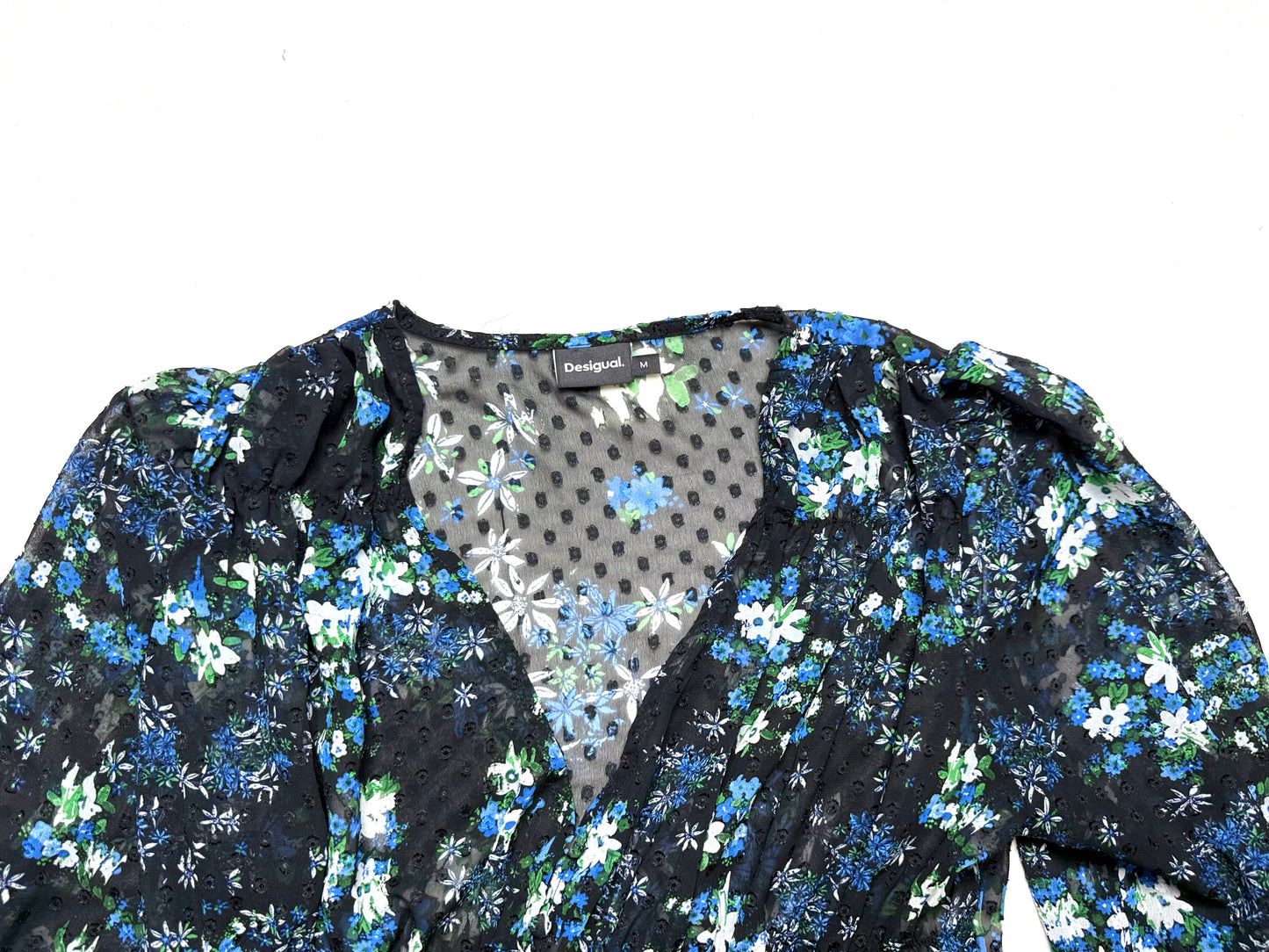 Desigual Plumetis Sheer Peplum Blouse – Size Medium