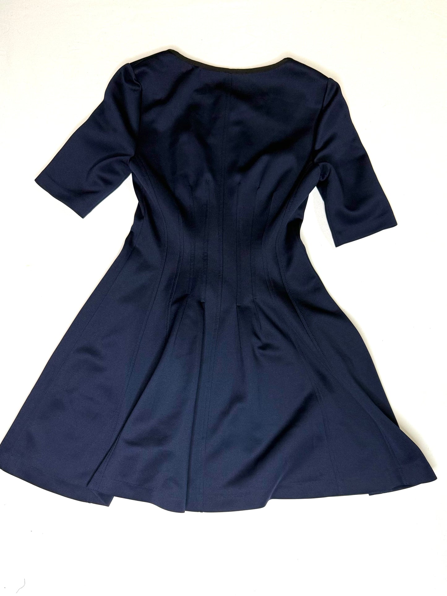 Betsey Johnson Navy Blue Scuba Fit & Flare Zip Front Midi Dress Size 4