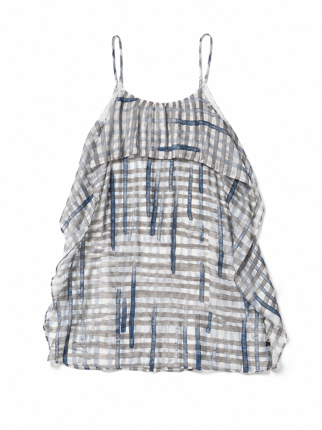 Max Studio Blue-Gray Plaid Spaghetti-Strap Mini Dress Size Small