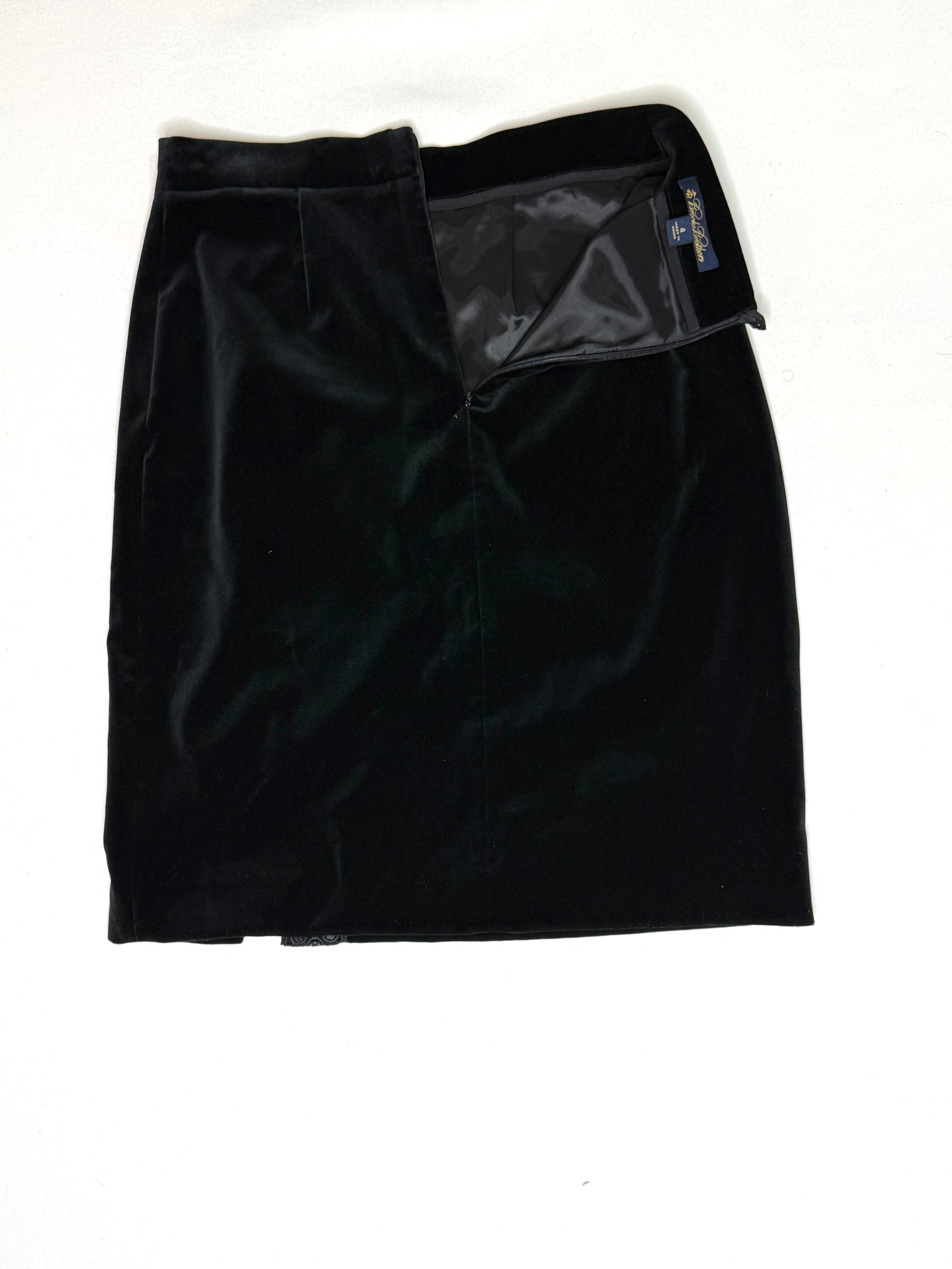 Brooks Brothers Black Velvet Pencil Skirt w/ Sequin Slit Detail Size 4