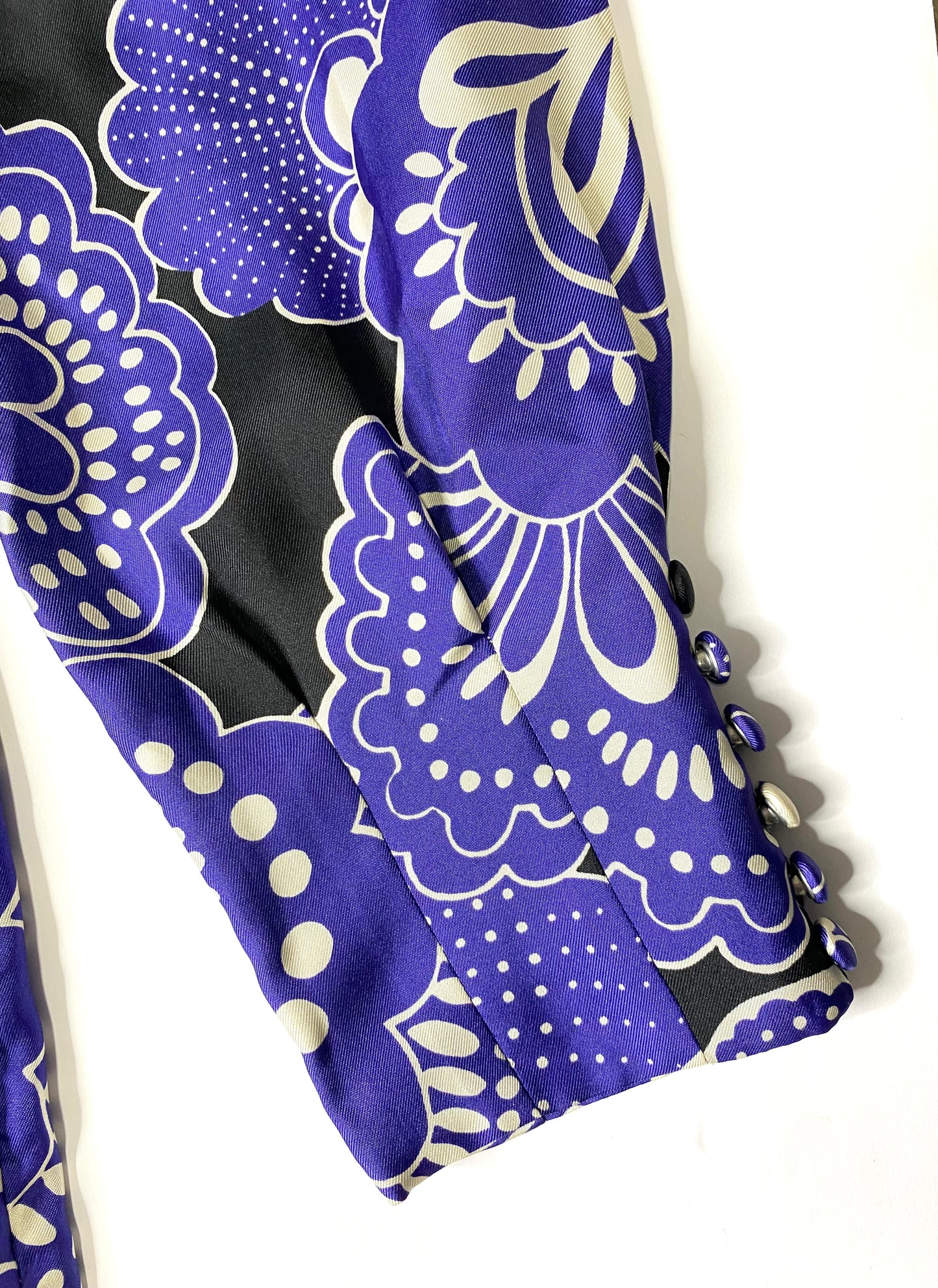 Banana Republic Silk Tunic Dress – Mod Floral Print, Balloon Sleeves, Knee Length Size 12
