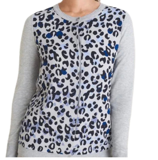 Chico’s  Camo Cardigan Sweater Long Sleeve Crew Neck