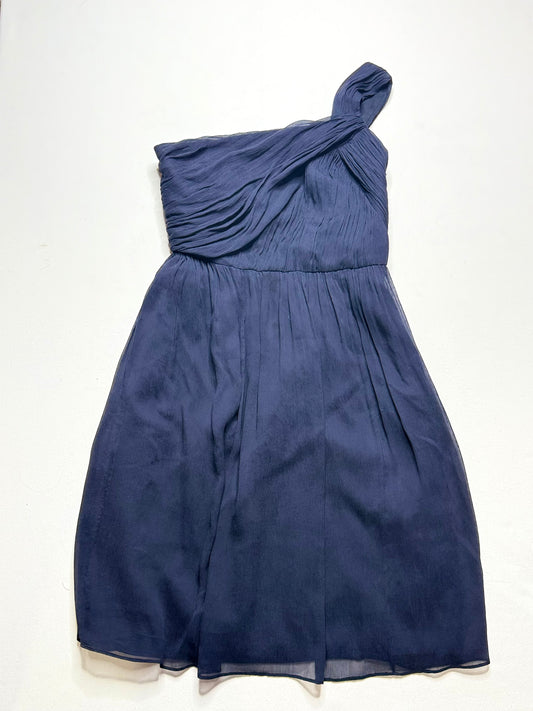 J. Crew Navy 100% Silk One Shoulder Dress Size 6
