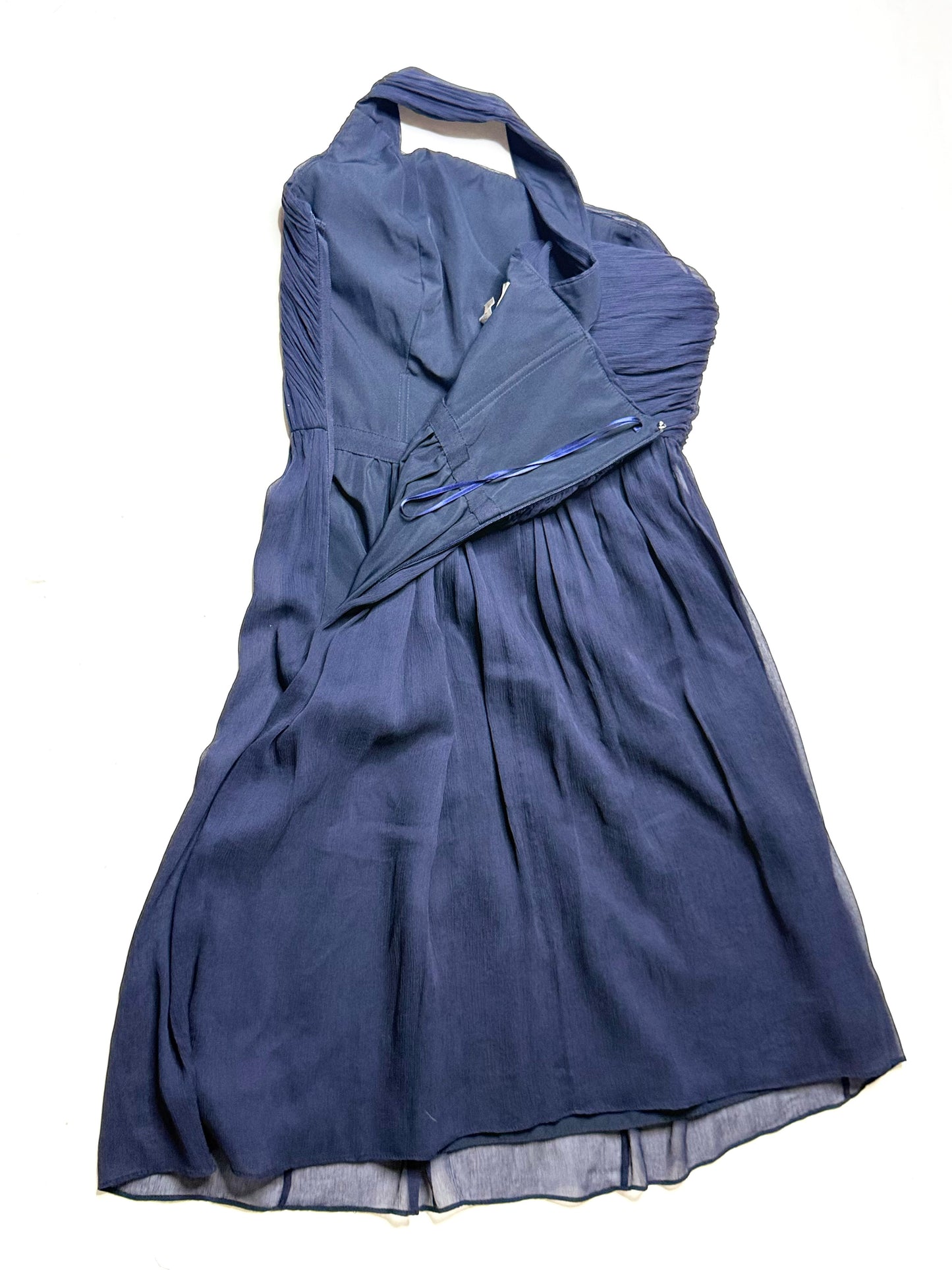 J. Crew Navy 100% Silk One Shoulder Dress Size 6
