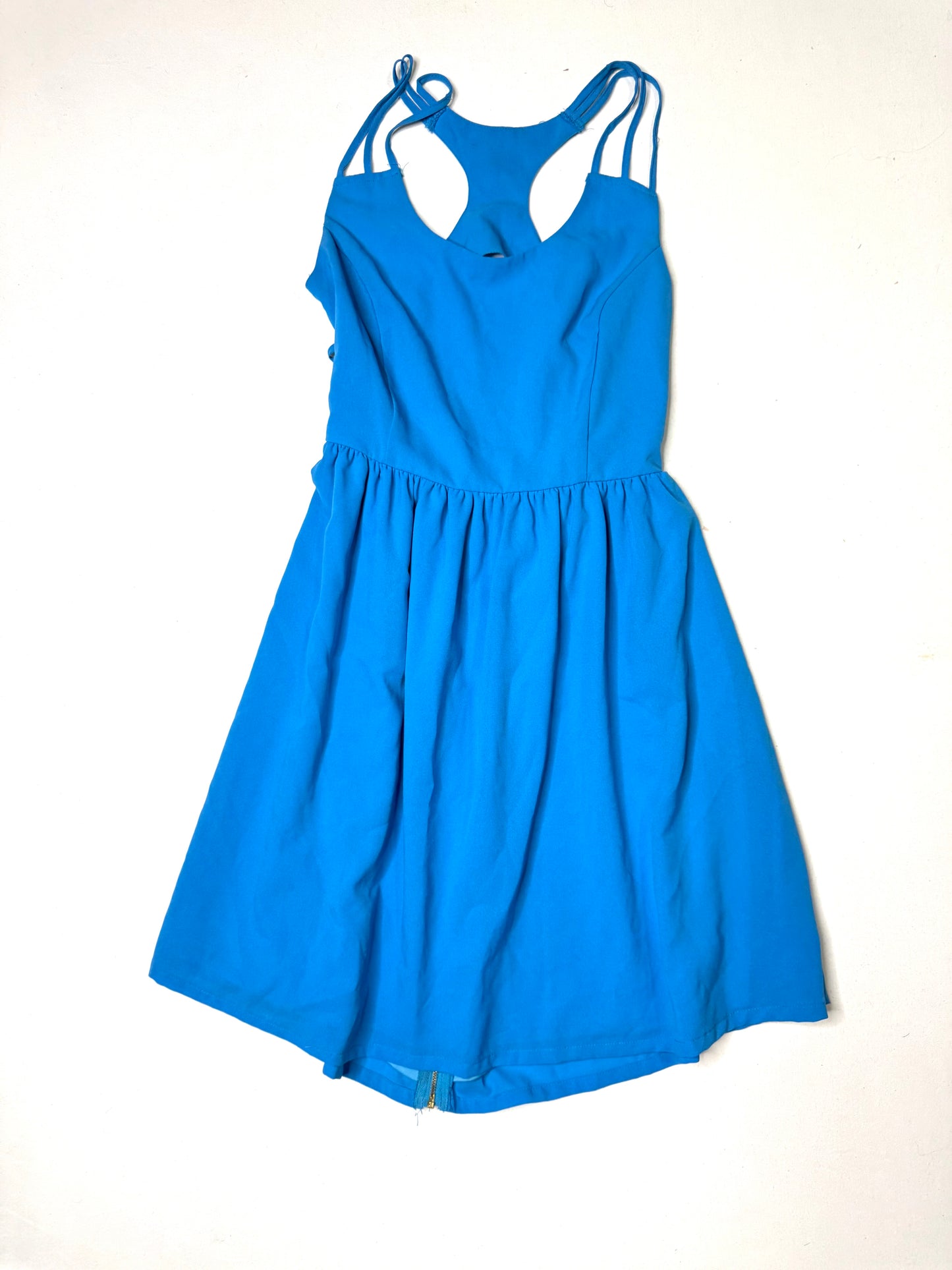 Blue Strappy RacerBack Fit & Flare  Sleeveless Skater Dress Size Large