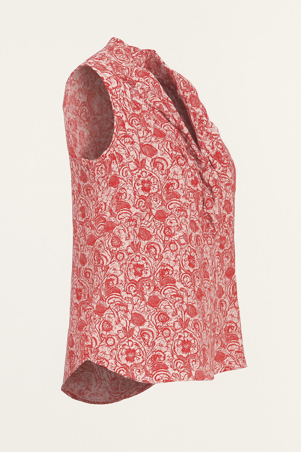 Derek Lam Collective Red & White Floral Ruffle Front Blouse | Size 42 | Sleeveless Top