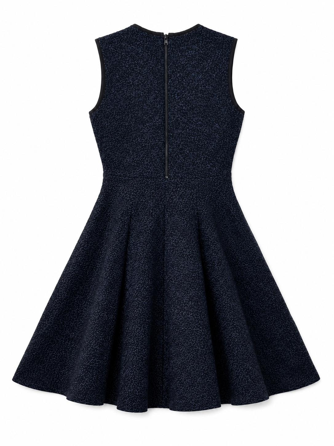 Rebecca Taylor Navy Rose Jacquard Fit-and-Flare Dress – Size 8 Elegant Sleeveless Cocktail Dress