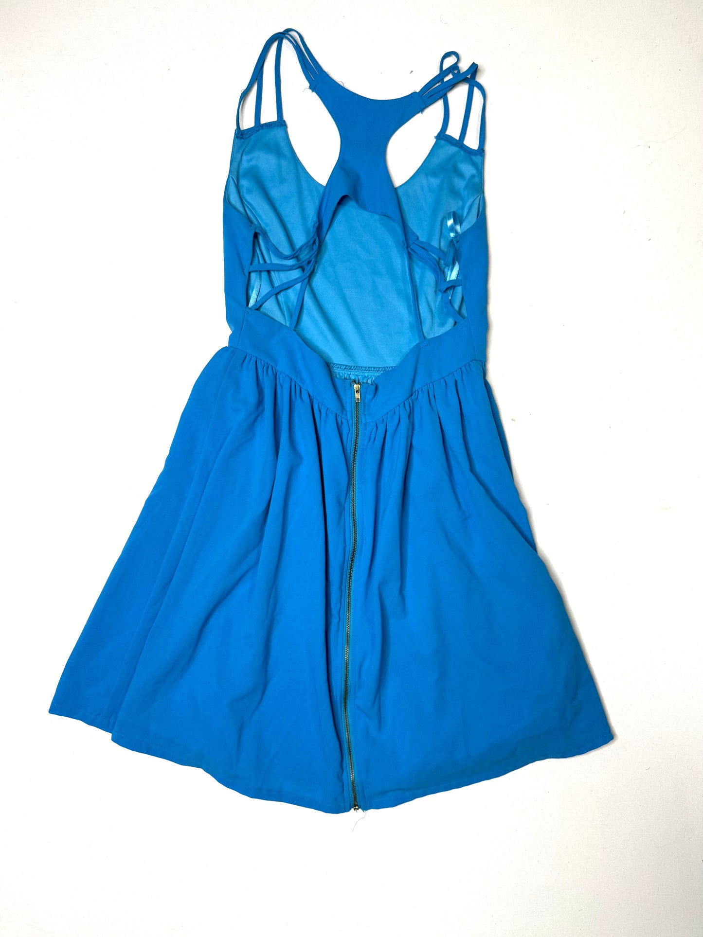 Blue Strappy RacerBack Fit & Flare  Sleeveless Skater Dress Size Large
