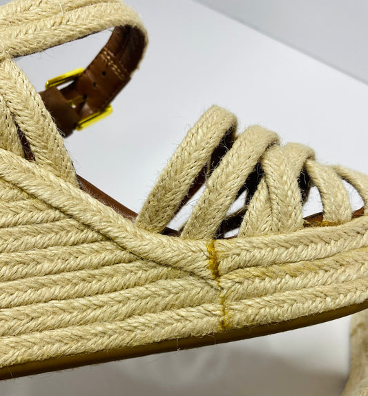 Ralph Lauren Espadrille Wedge Sandals – Size 7 – Ankle Strap – Buckle Closure